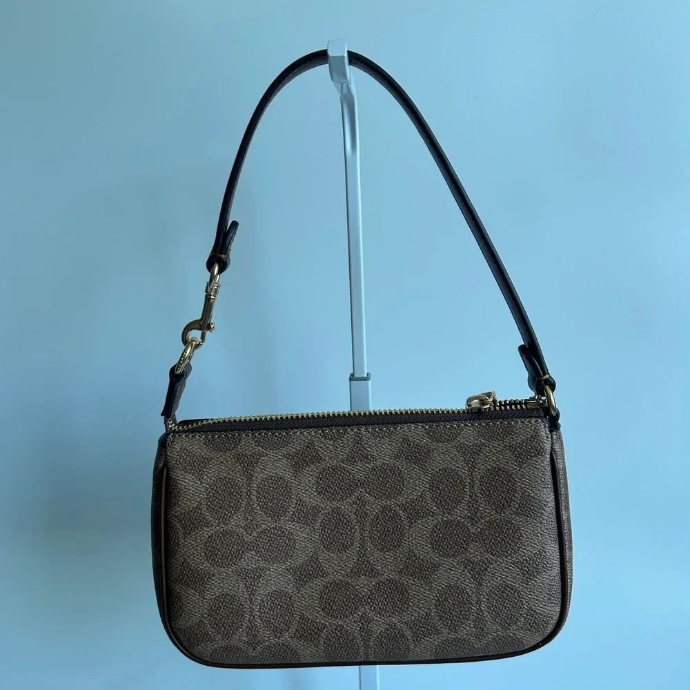 Coach Nolita 19 Brown Signature Canvas Leather Shoulder Bag Excellent